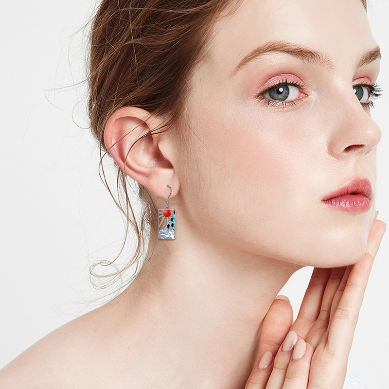 Sterling Silver Filigree & Spray With Sun Drop Earrings For Women-2