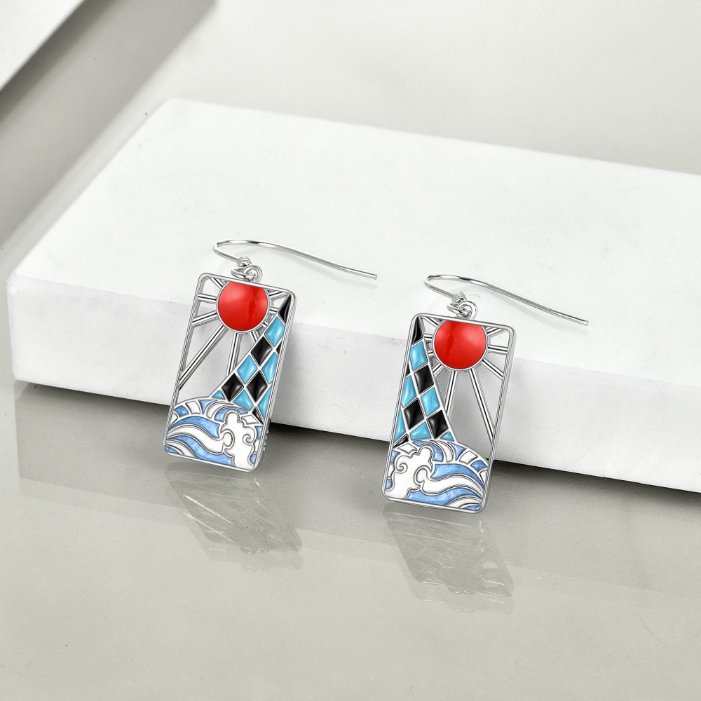 Sterling Silver Filigree & Spray With Sun Drop Earrings For Women-3
