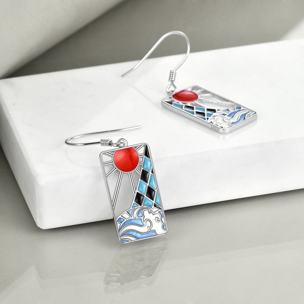 Sterling Silver Filigree & Spray With Sun Drop Earrings For Women-4