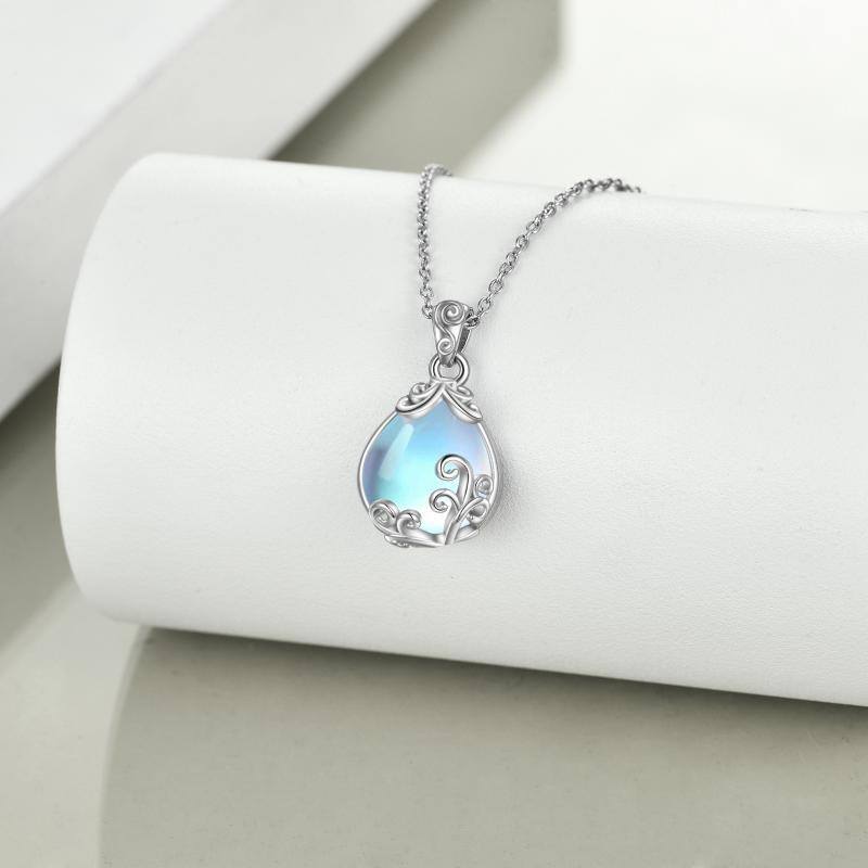 Sterling Silver Moonstone Drop Pendant Necklace for Women-4