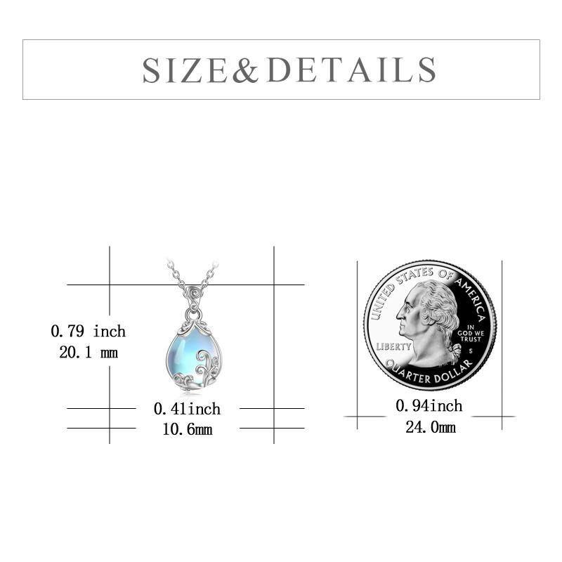 Sterling Silver Moonstone Drop Pendant Necklace for Women-5