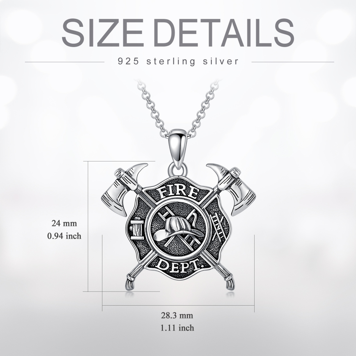 Collana con ciondolo a forma di scudo dei vigili del fuoco in argento sterling-6