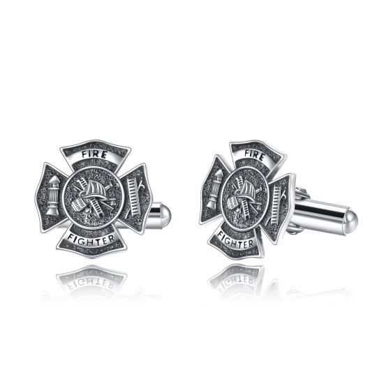 Sterling Silver Fireman Firefighter Cufflinks For Men