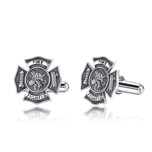 Sterling Silver Fireman Firefighter Cufflinks For Men-1