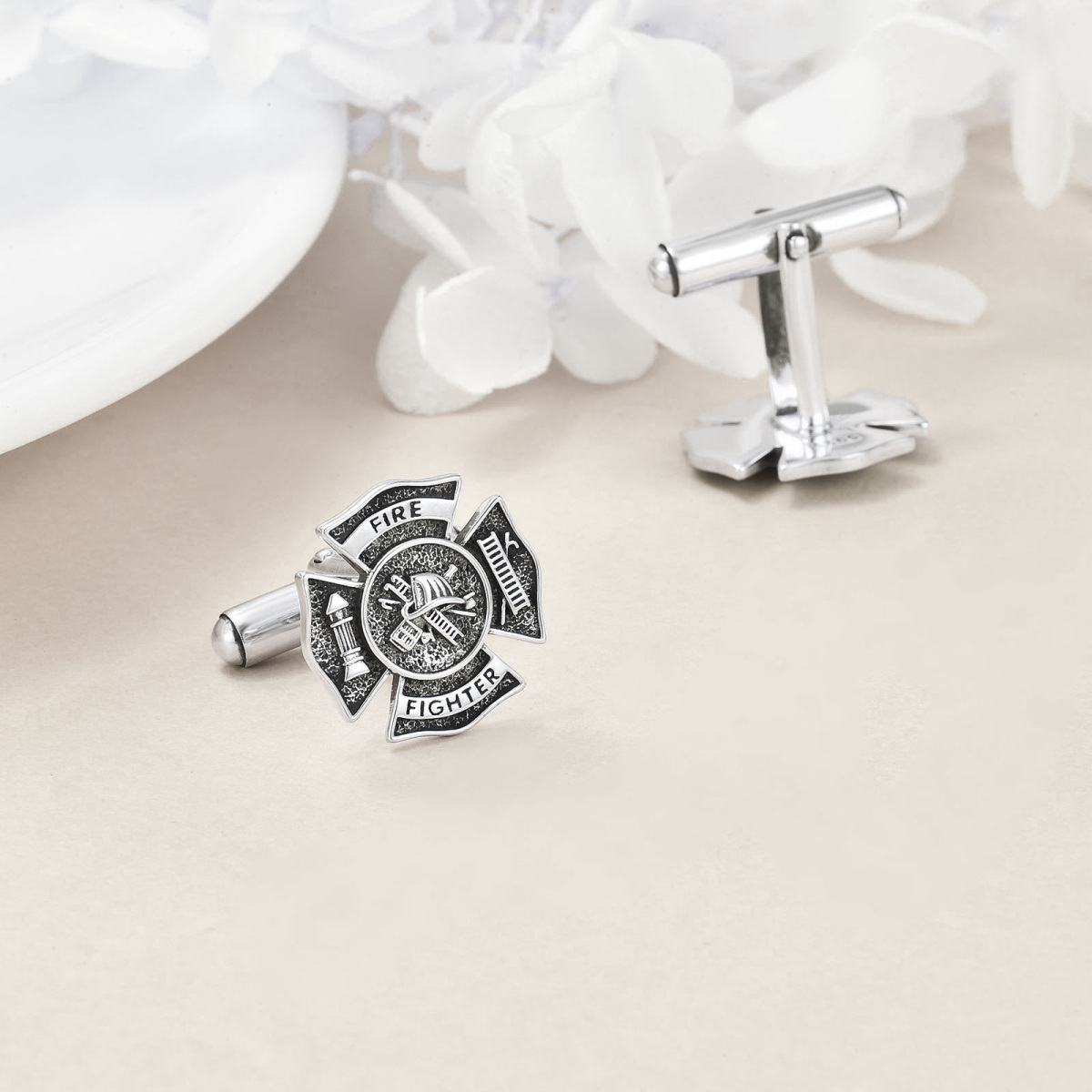 Sterling Silver Fireman Firefighter Cufflinks For Men-4