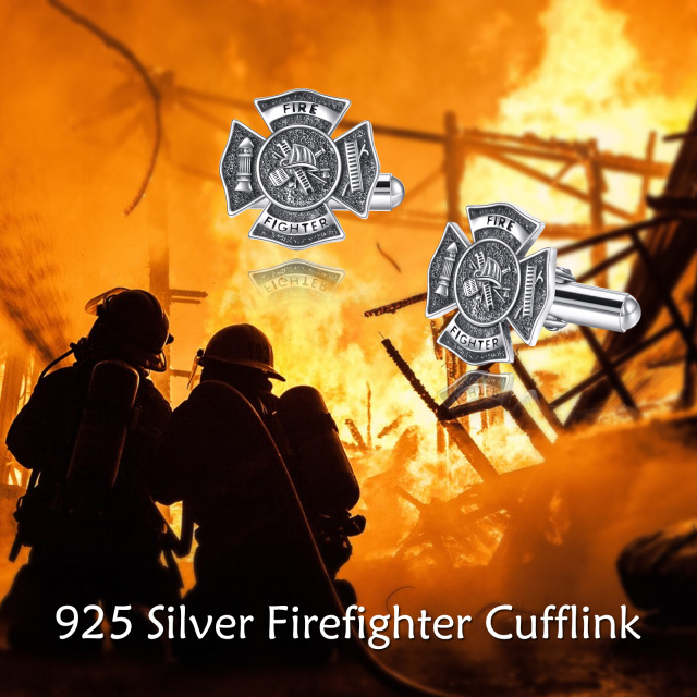 Sterling Silver Fireman Firefighter Cufflinks For Men-6