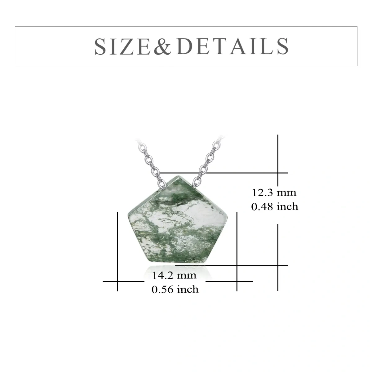 Sterling Silver Five-Pointed Star Shaped Moss Agate Pentagram Pendant Necklace-5