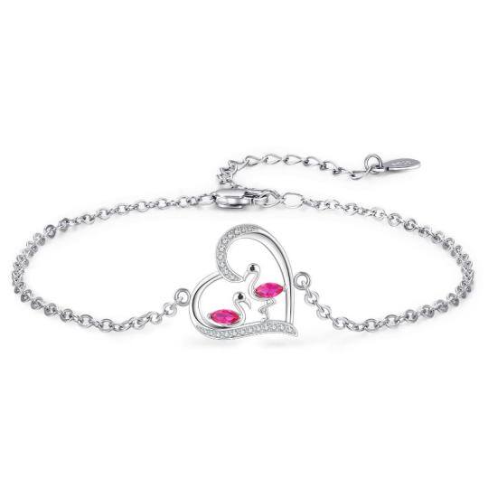 Pulseira Flamingo Pink Bird em prata esterlina como presente para mulheres