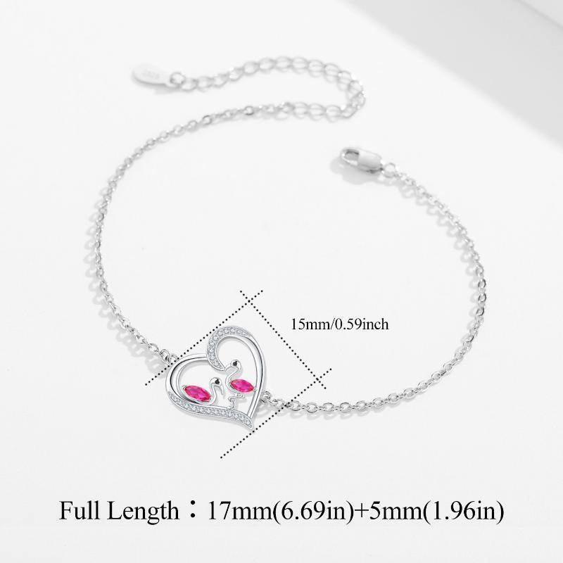 Bracciale con ciondolo a forma di fenicottero in argento sterling con zirconia cubica-5