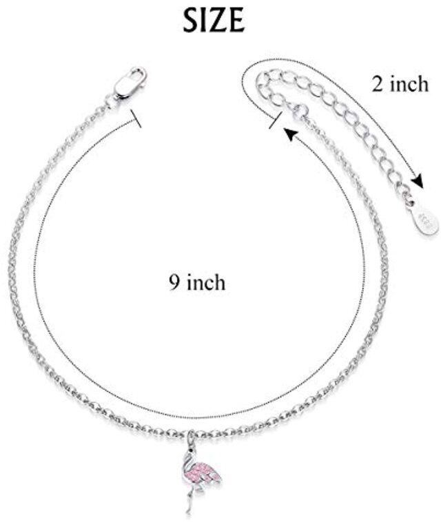 Sterling Silver Cubic Zirconia Flamingo Single Layer Anklet-5