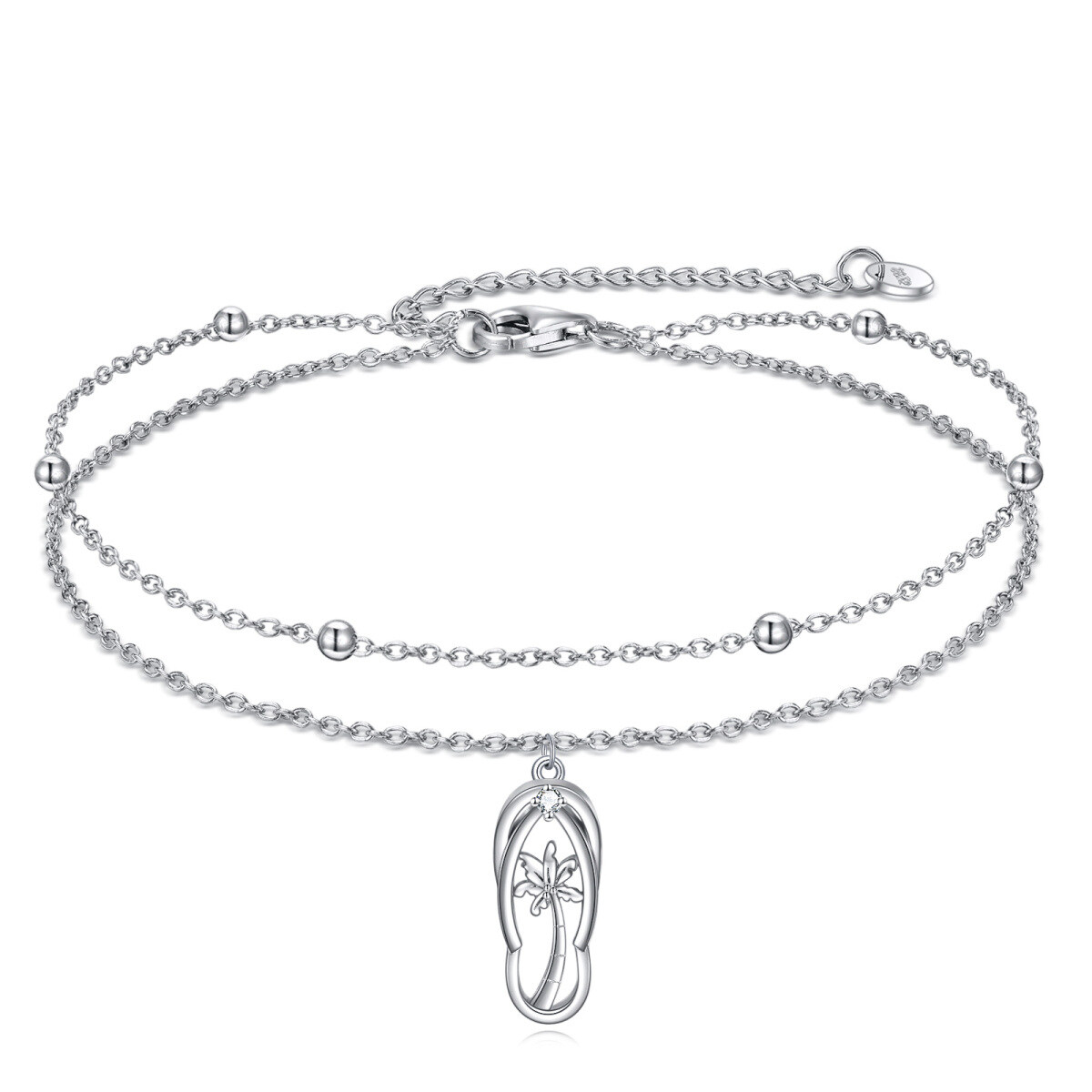 Bracelet en argent sterling avec zircon cubique et flip-flop-1