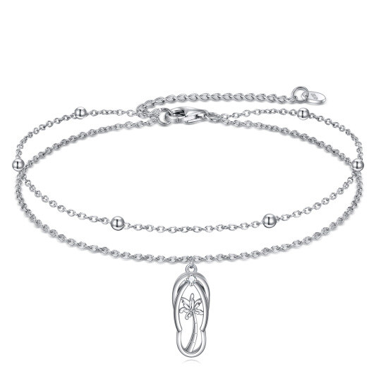 Sterling Silver Cubic Zirconia Flip-flop Layerered Bracelet