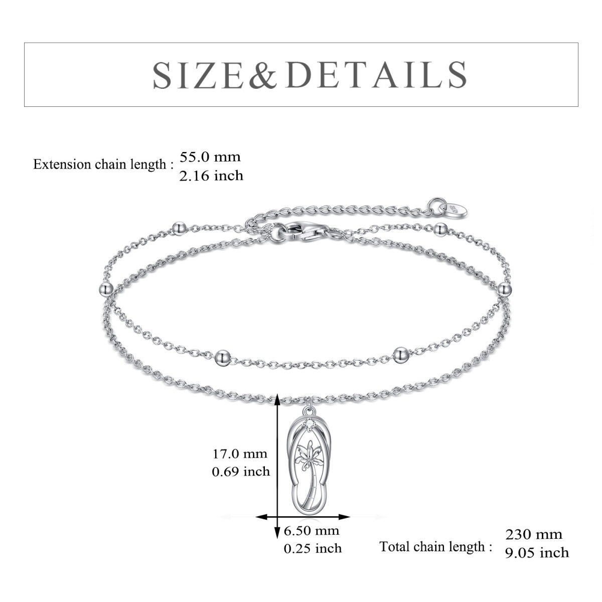 Sterling Silber Cubic Zirkonia Flip-Flop Layerered Armband-5