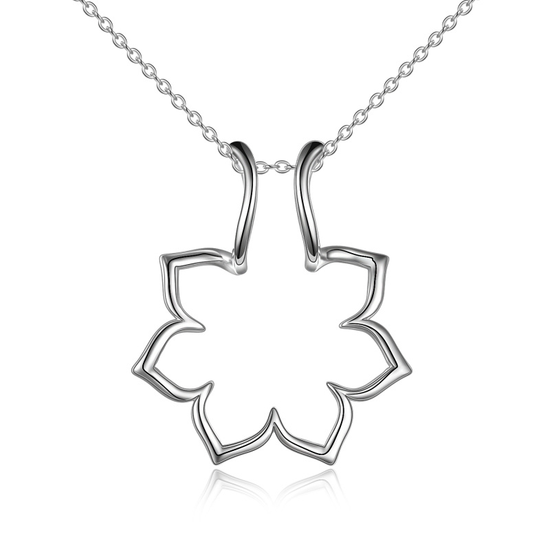 Sterling Silver Flower Shape Ring Holder Pendant Necklace-20