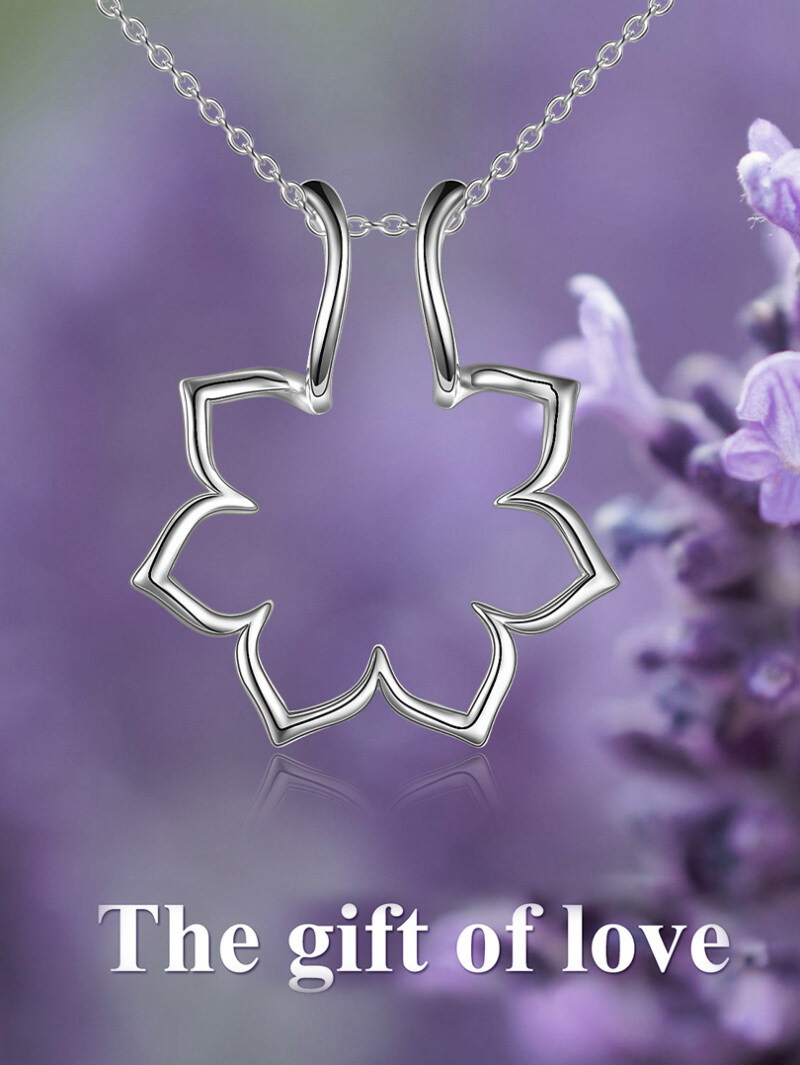 Sterling Silver Flower Shape Ring Holder Pendant Necklace-3