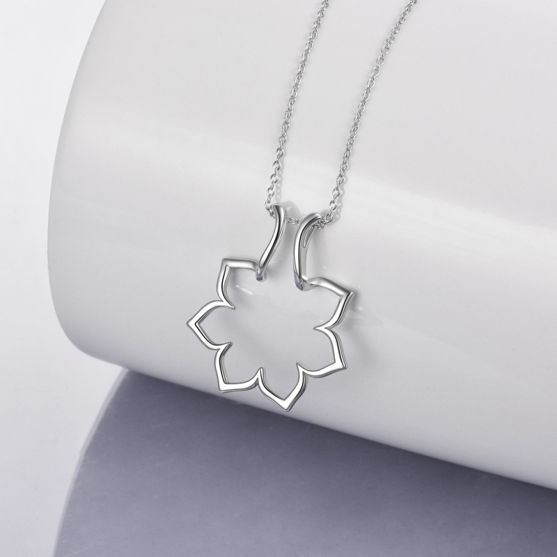 Sterling Silver Flower Shape Ring Holder Pendant Necklace-4