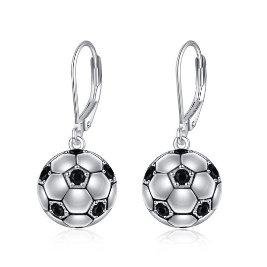 Sterling Silver Football Lever-back Earrings