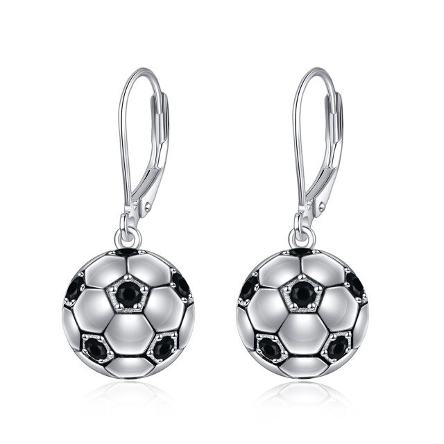 Sterling Silver Football Lever-back Earrings-4