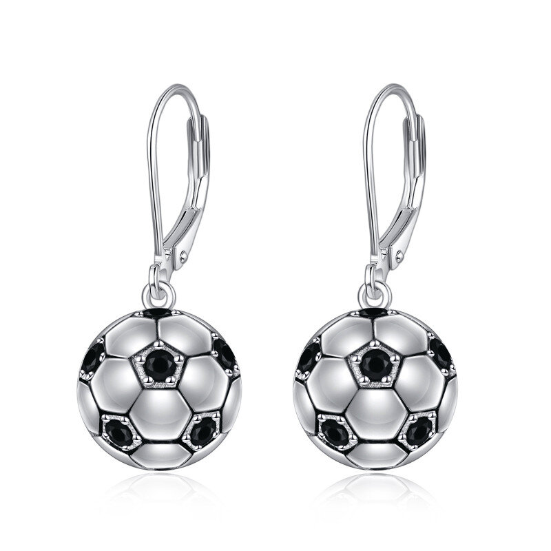 Sterling Silver Football Lever-back Earrings-5