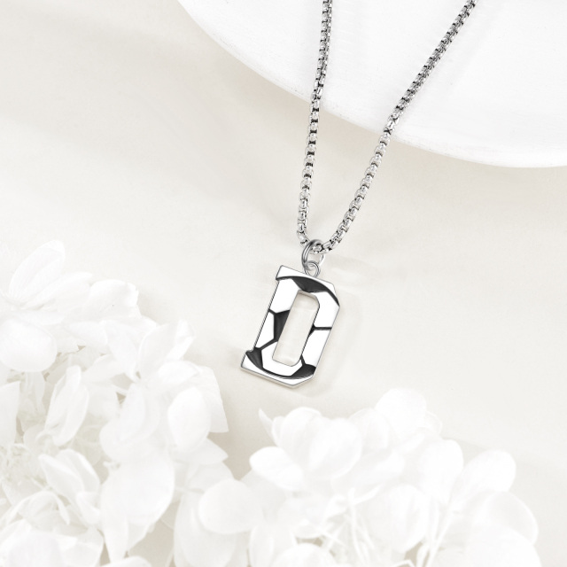 Collier en argent sterling avec pendentif football et lettre initiale D pour hommes-5