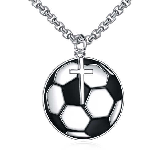 Sterling Silver Football Pendant Necklace for Men