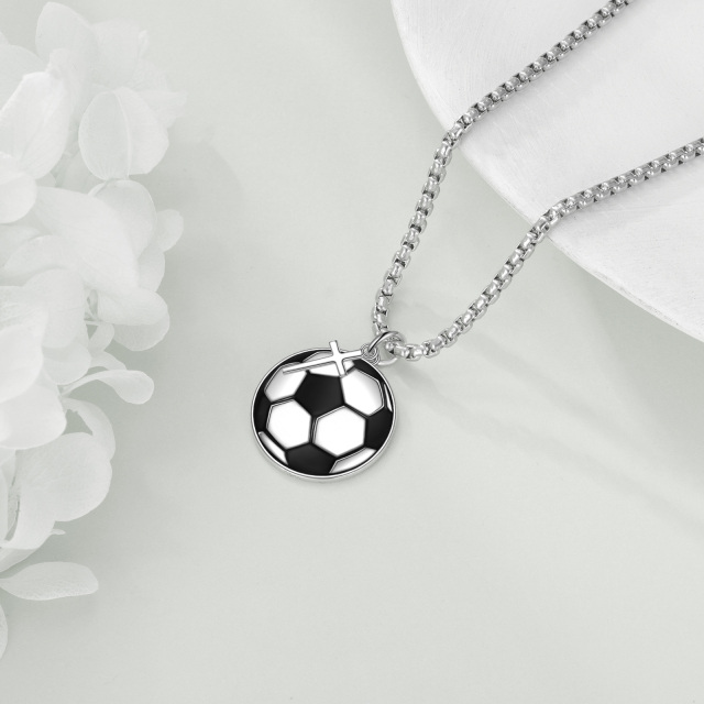 Sterling Zilveren Voetbal Hanger Ketting voor Mannen-3