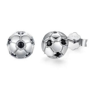 Sterling Silver Cubic Zirconia Football Stud Earrings-46