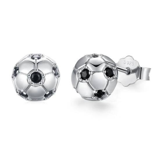 Sterling zilveren Cubic Zirkonia Voetbal Stud Oorbellen