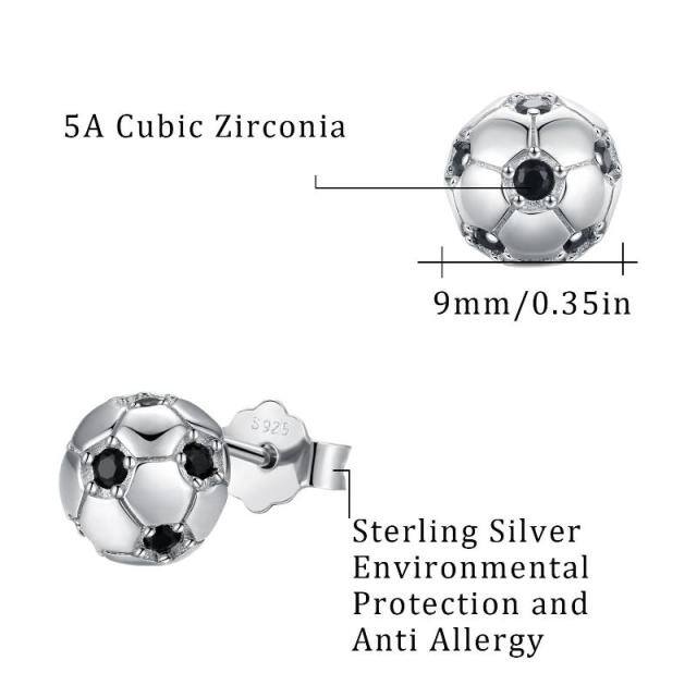 Sterling Silber Cubic Zirkonia Fußball Ohrstecker-6