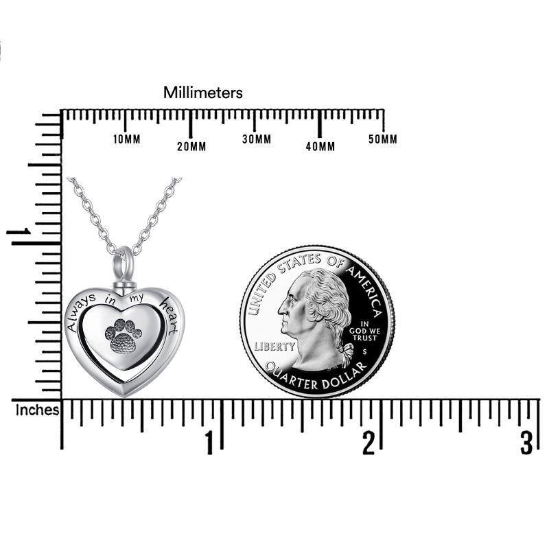 Sterling Silver Footprints & Heart Pendant Necklace with Engraved Word-6