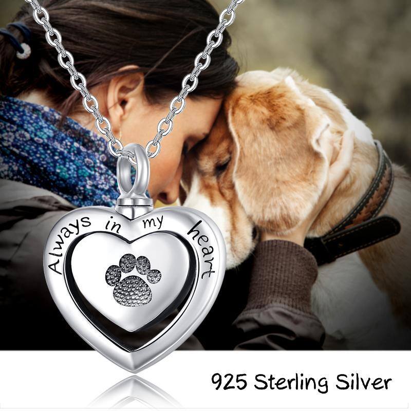 Sterling zilveren voetafdrukken & hart hanger ketting met gegraveerd woord-7