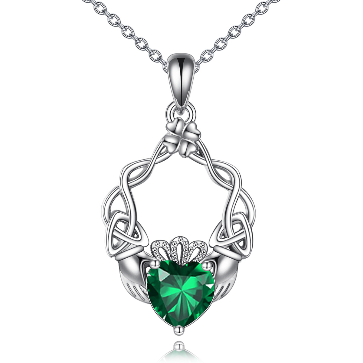 Sterling Silber kubischer Zirkonia vierblättriges Kleeblatt & keltischer Knoten & Claddagh-1