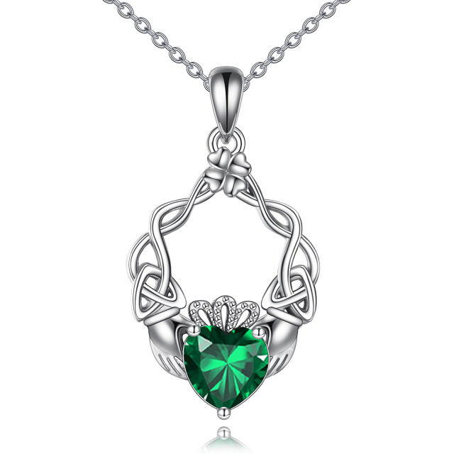 Collier en argent sterling avec pendentif trèfle à quatre feuilles, nœud celtique et Cladd-1