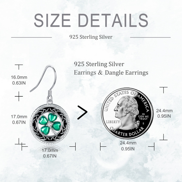 Sterling zilveren Cubic Zirconia klavertje vier Keltische knoop oorbellen-5