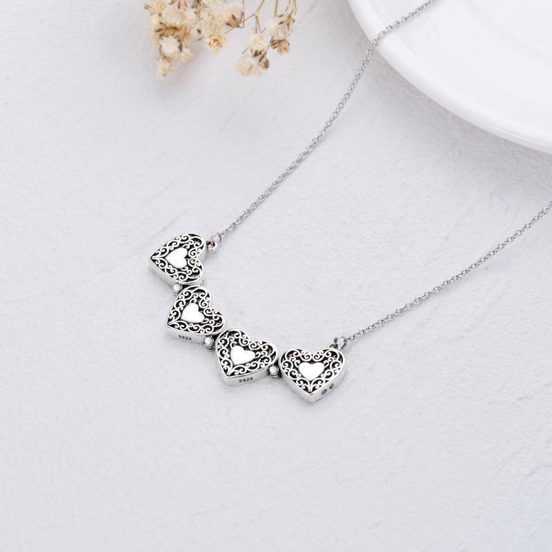 Collier en argent sterling avec pendentif trèfle à quatre feuilles et cœur-5