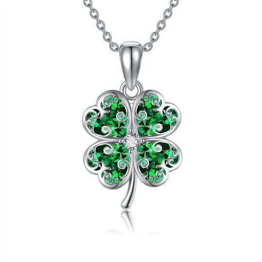 Collana con ciondolo quadrifoglio in argento sterling con zirconia cubica