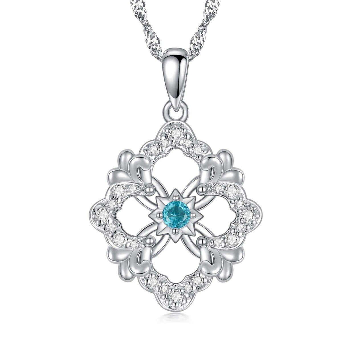 Collier en argent sterling avec pendentif trèfle à quatre feuilles en zircon cubique-1