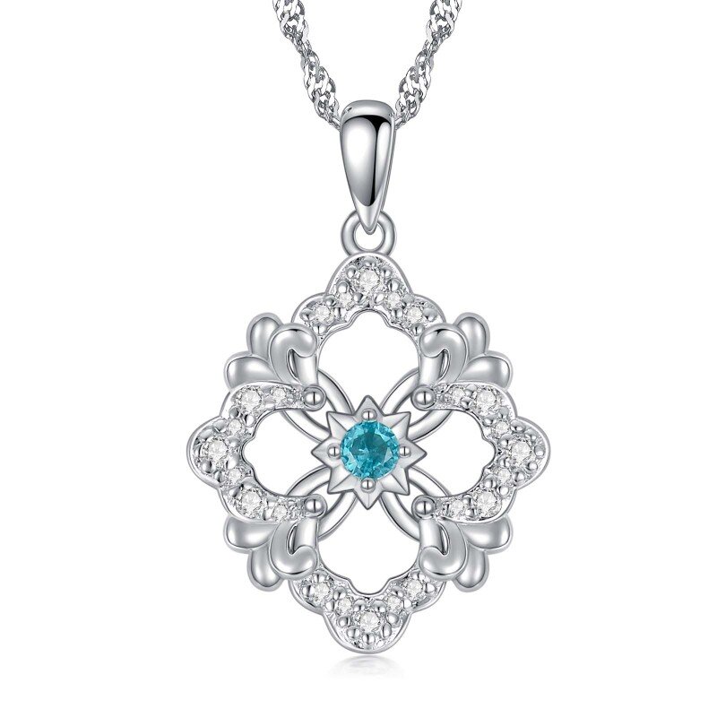 Sterling Silver Cubic Zirconia Four Leaf Clover Pendant Necklace