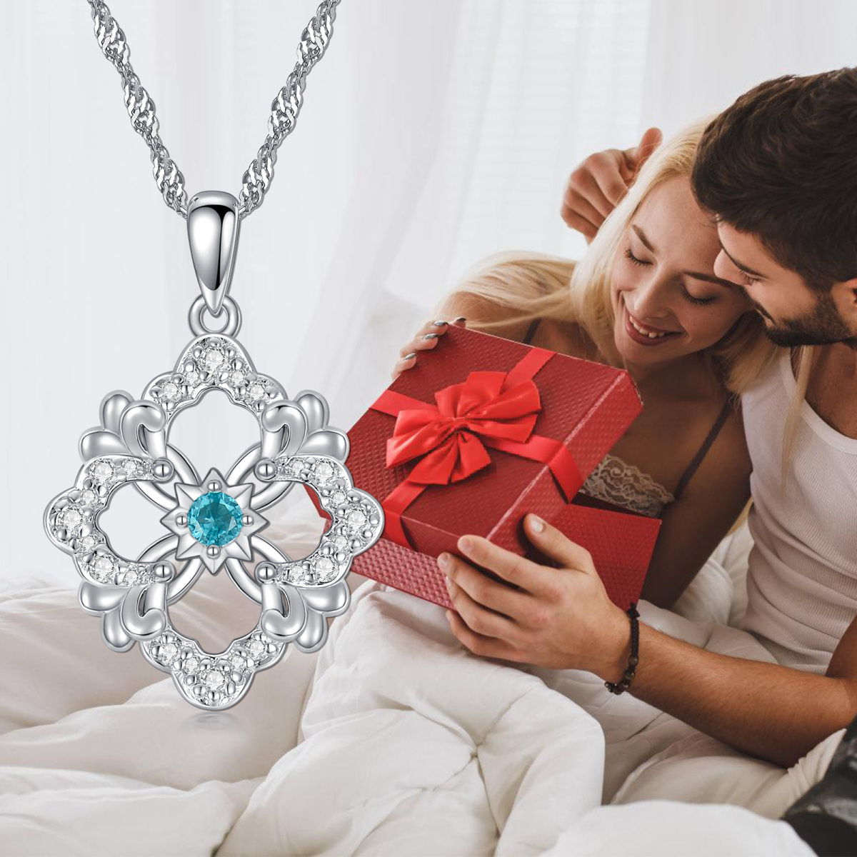 Collier en argent sterling avec pendentif trèfle à quatre feuilles en zircon cubique-6