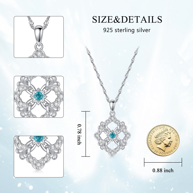 Collana con ciondolo quadrifoglio in argento sterling con zirconia cubica-7