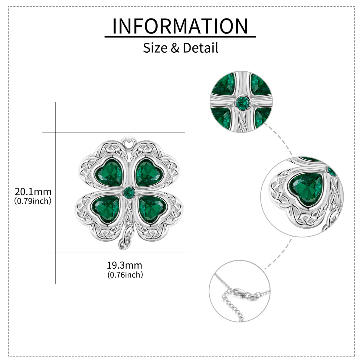 Sterling Silber Cubic Zirkonia vierblättrige Kleeblatt-Anhänger Halskette-6