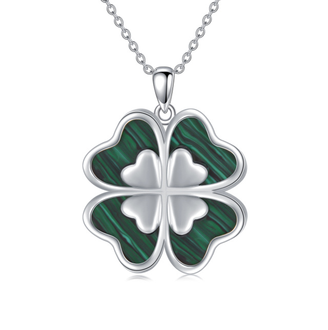 Sterling Silver Four Leaf Clover Pendant Necklace-1