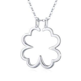 Sterling Silver Four Leaf Clover & Ring Holder Pendant Necklace-56