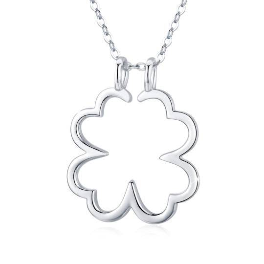 Collier en argent sterling avec pendentif trèfle à quatre feuilles et porte-bagues