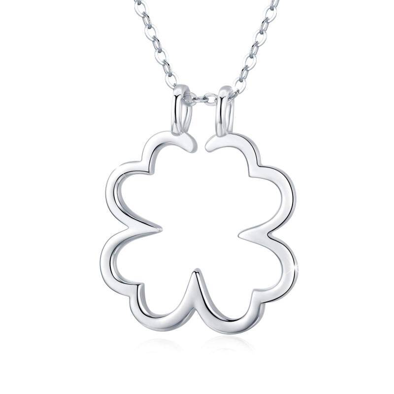 Sterling Silver Four Leaf Clover & Ring Holder Pendant Necklace-7