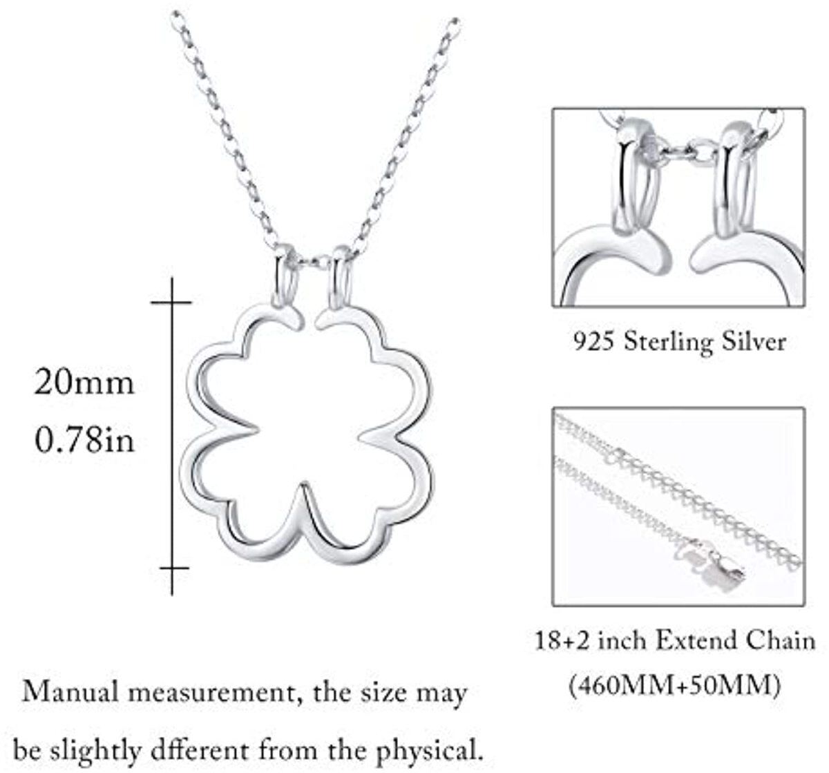 Sterling Silver Four Leaf Clover & Ring Holder Pendant Necklace-5