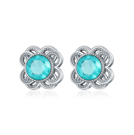 Boucles d'oreilles en argent sterling avec zircon cubique et trèfle à quatre feuilles