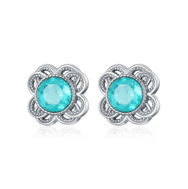 Boucles d'oreilles en argent sterling avec zircon cubique et trèfle à quatre feuilles-1