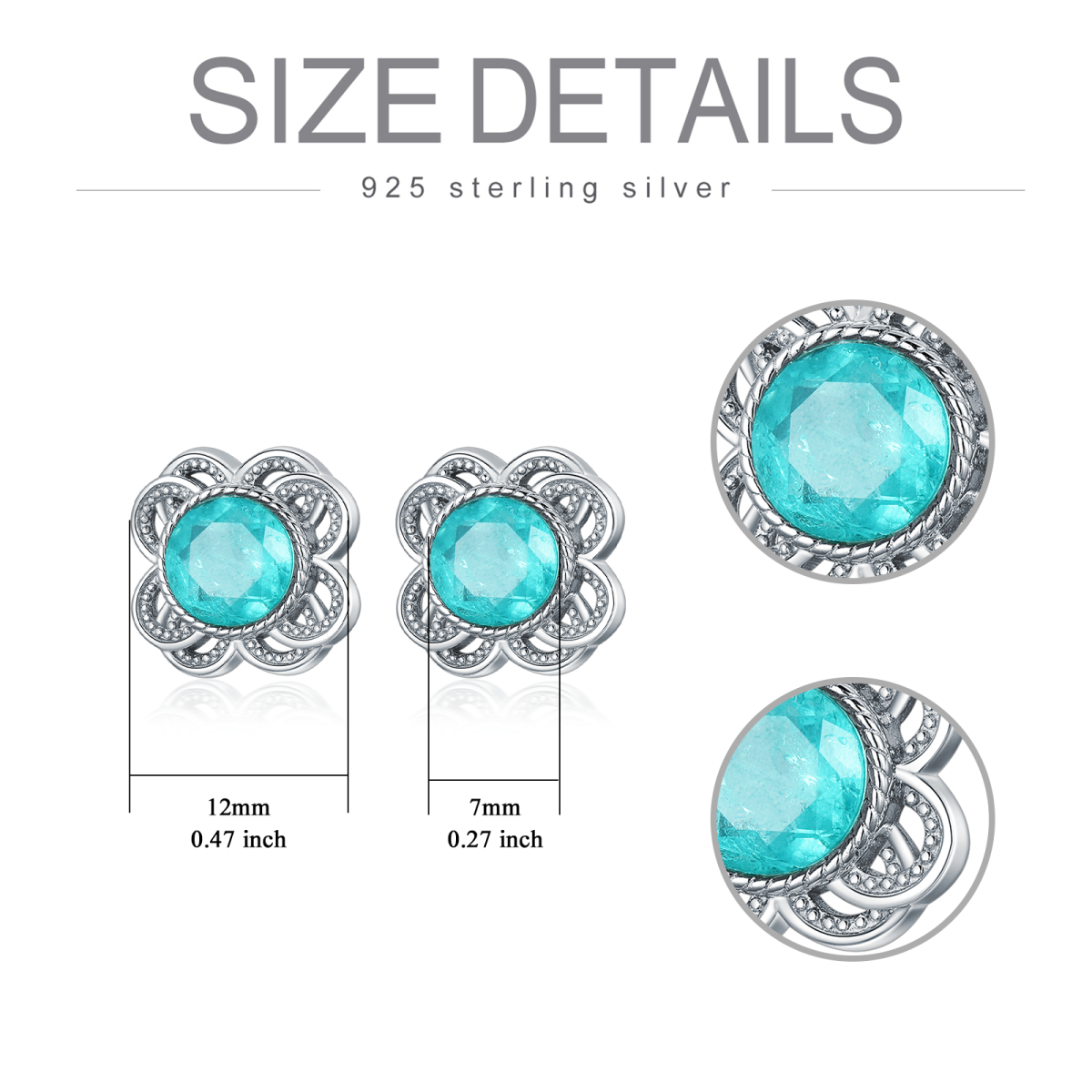 Sterling Silber Cubic Zirkonia vierblättrige Kleeblatt Ohrstecker-5