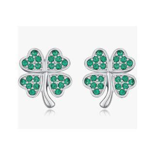 Sterling Silver Cubic Zirconia Four Leaf Clover Stud Earrings-9